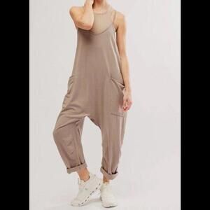 Free People Brown Jumpsuit Wide-Leg Cropped